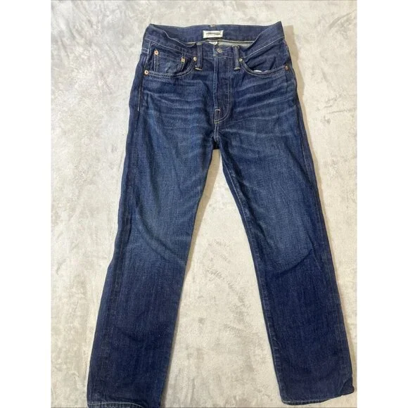 AE77 The Loose Japanese Selvedge Jeans Men’s 28x32 Dark Wash Button Fly Denim - Picture 2 of 10